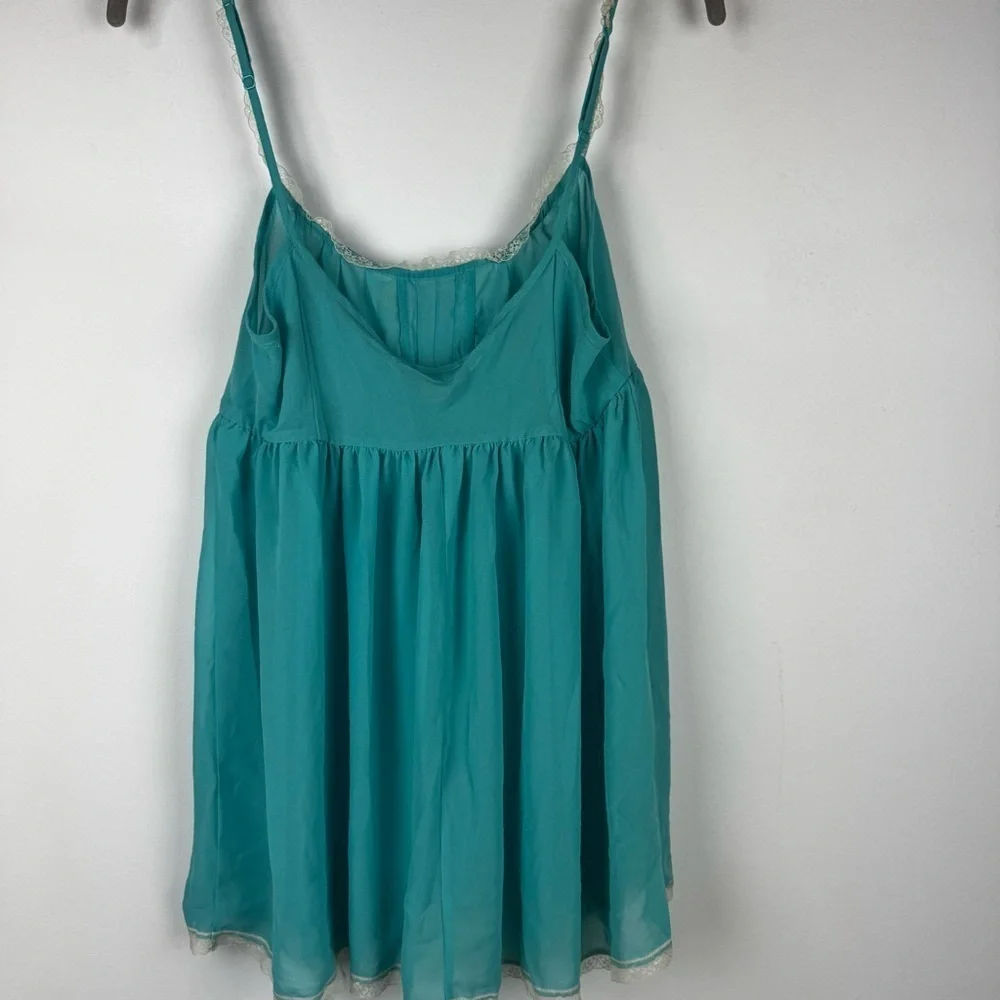 Victoria's Secret Sheer Turquoise Lace Trim Babydoll Chemise, Size Large